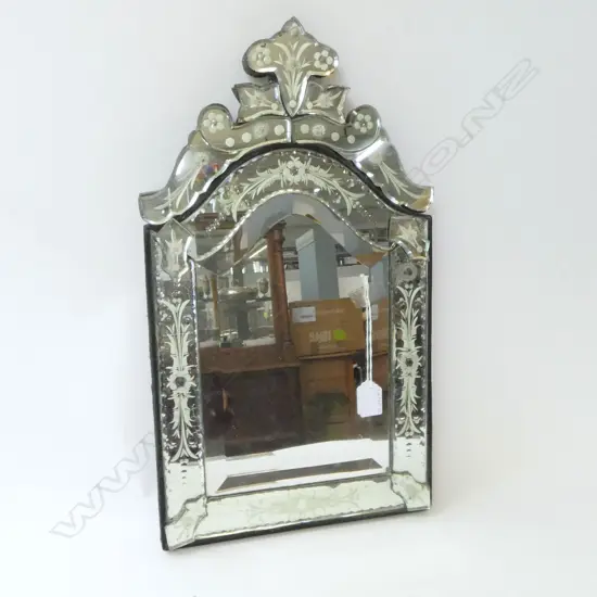A VENETIAN STYLE GLASS TABLE MIRROR 510 X 290mm (H)