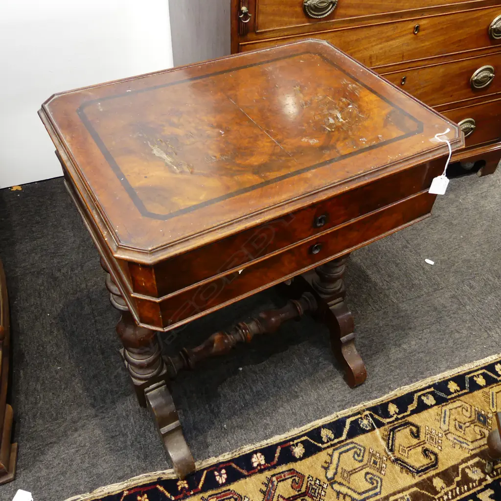 ANTIQUE MAHOGANY SEWING TABLE 580x420x730mm marked Image 1++