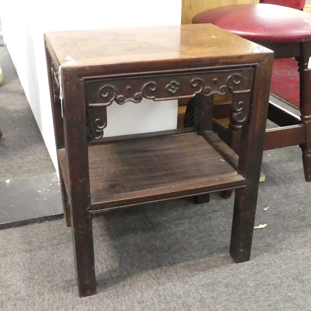 ORIENTAL WOODEN SIDE TABLE 410x305x510mm Image 1++