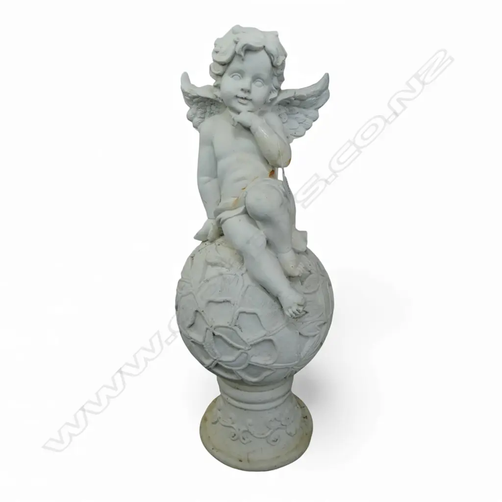 WHITE PAINTED COMPOSITE ANGEL ON FINIAL H.750mm Image 1++