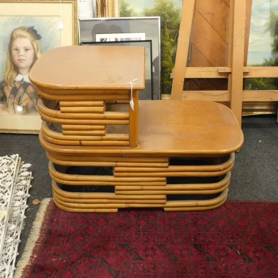 RATTAN TELEPHONE TABLE W.780mm top marked