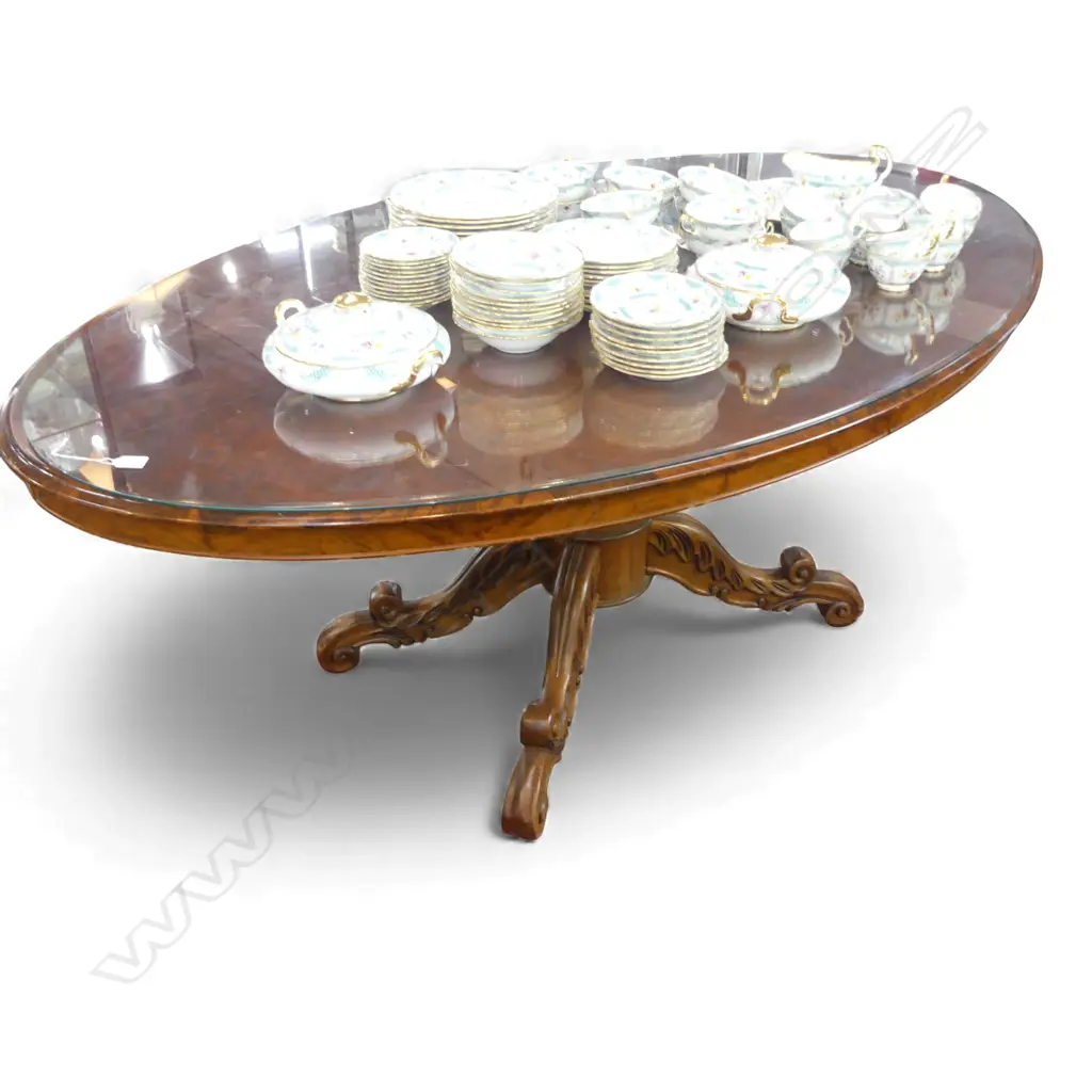ITALIAN ANTIQUE STYLE PEDESTAL OVAL DINING TABLE 1840x1150x750mm Image 1++