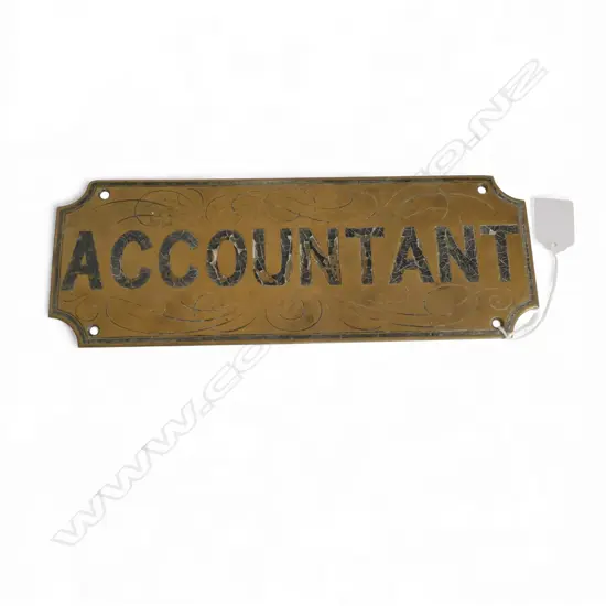 OLD BRASS SIGN 'ACCOUNTANT' 105x290mm