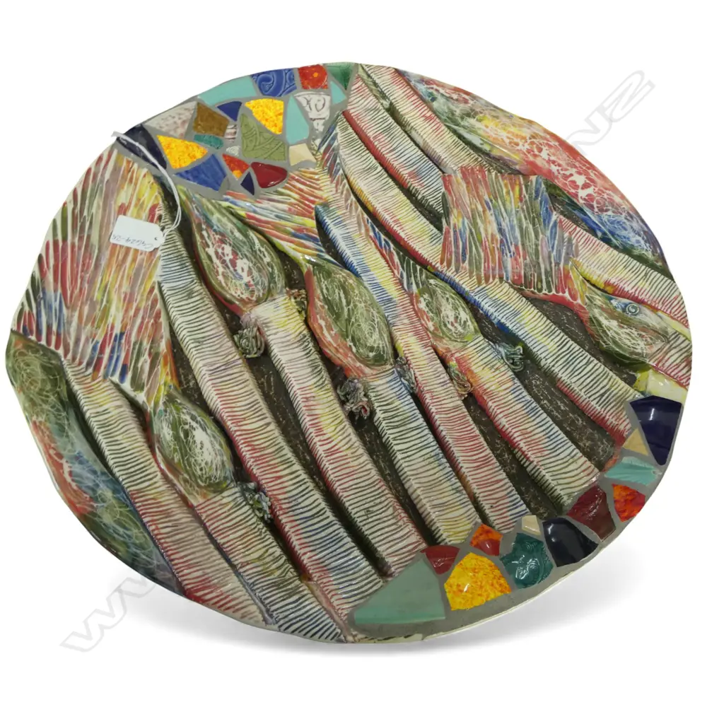 KEUM SUN LEE COLOURFUL BAS RELIEF NIKAU PLAMS & MOSAICS, Dia. 470mm Image 1++