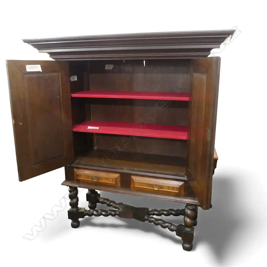 ANTIQUE STYLE EUROPEAN WALNUT ARMOIRE ON XFORM BASE1655x710x1840mm Image 1++