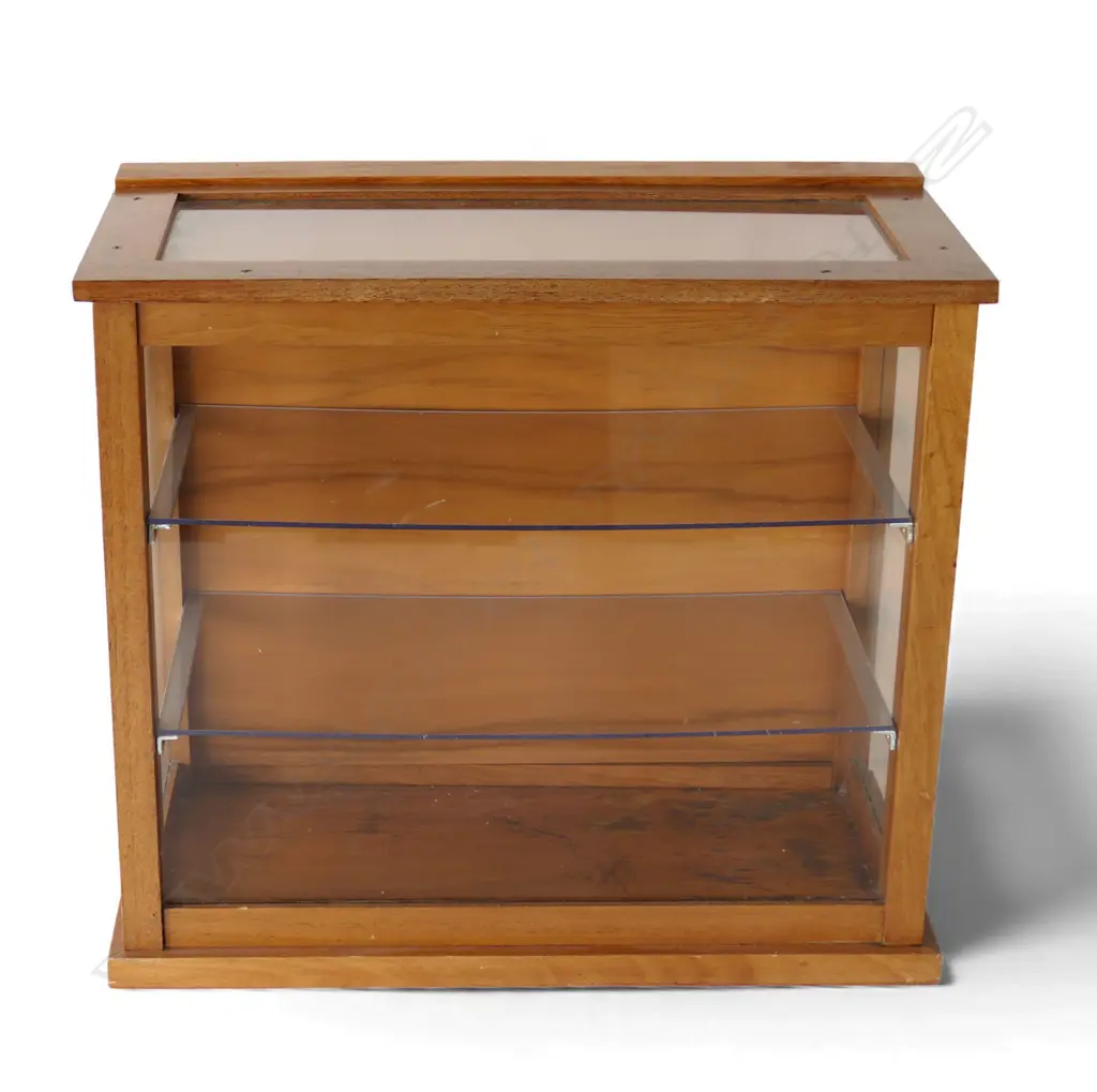 SMALL WOODEN DISPLAY CABINET, 2 GLASS SHELVES, 440 x 230 x 400mm Image 1++