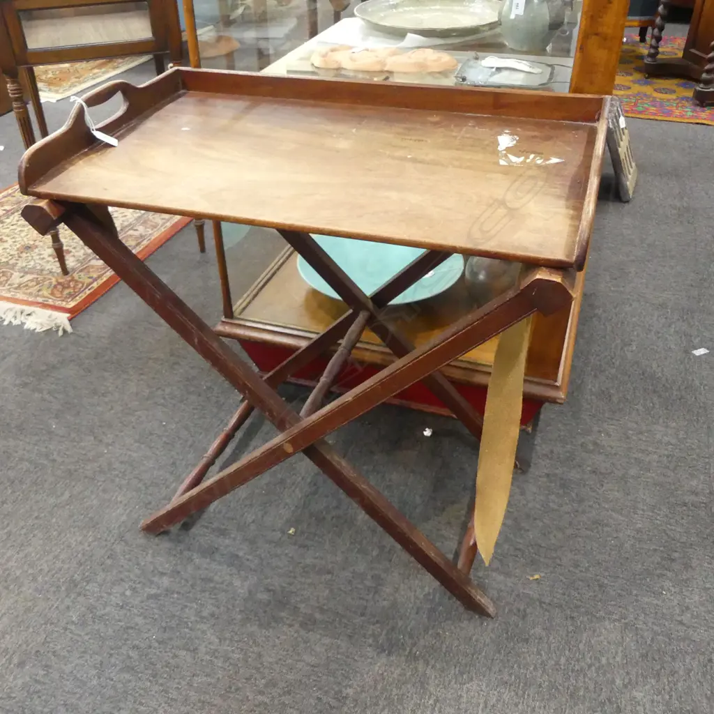ANTIQUE MAHOGANY TRAY TABLE 710x415x710mm Image 1++