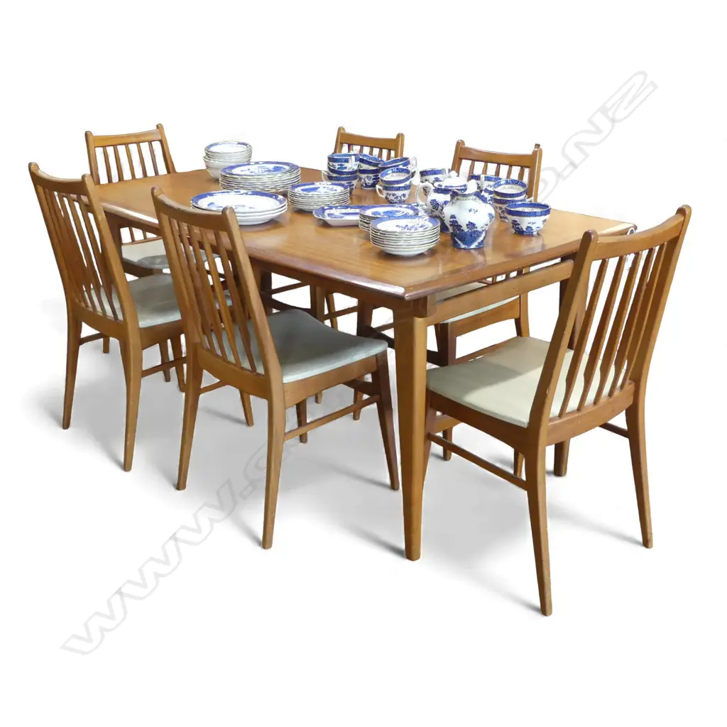 MID CENTURY RETRO DANSKE MOBLA DINNINGTABLE L1620MM & 6 CHAIRS Image 1++