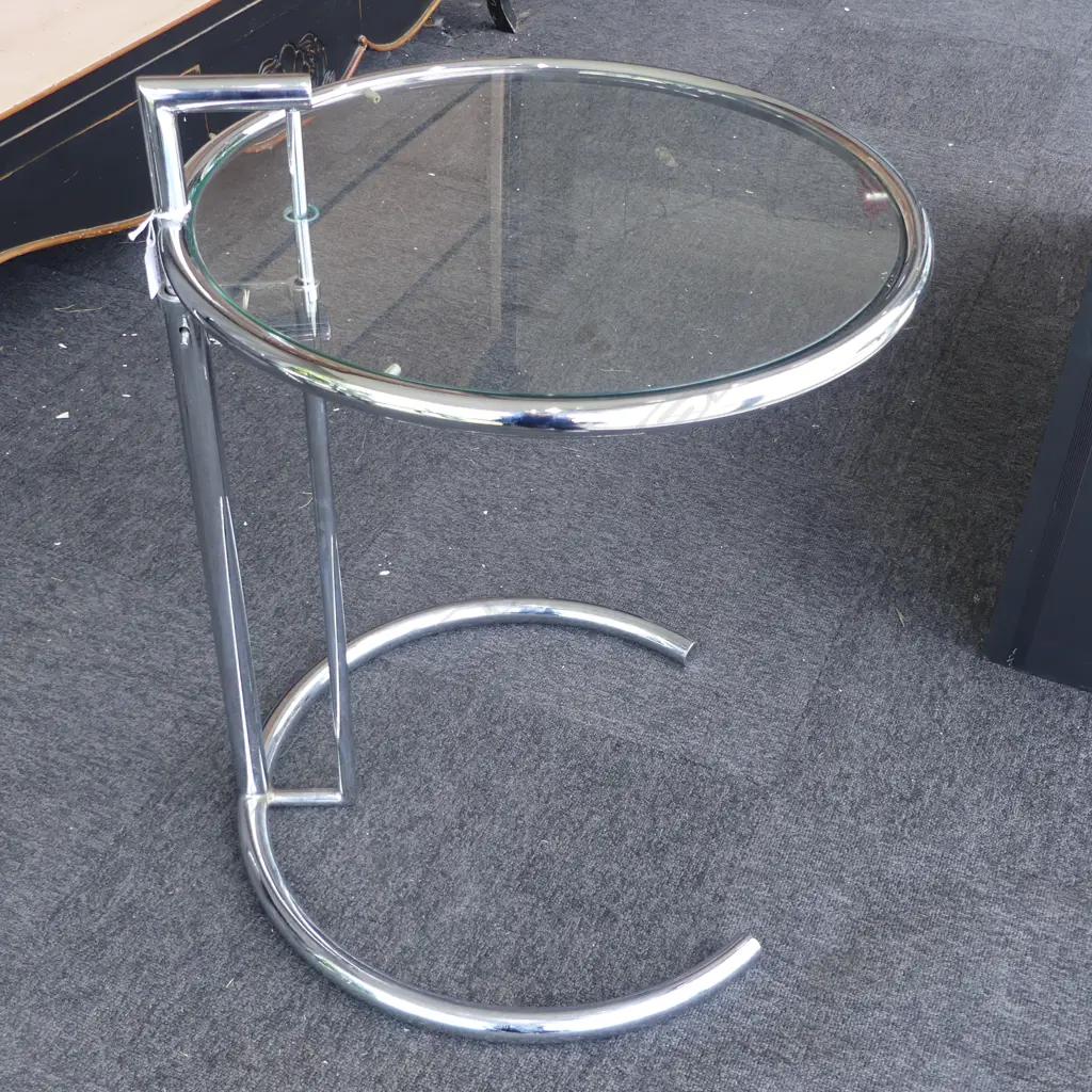 EILEEN GRAY 1027 STYLE ADJUSTABLE SIDE TABLE H.670mm, 510mm dia Image 1++