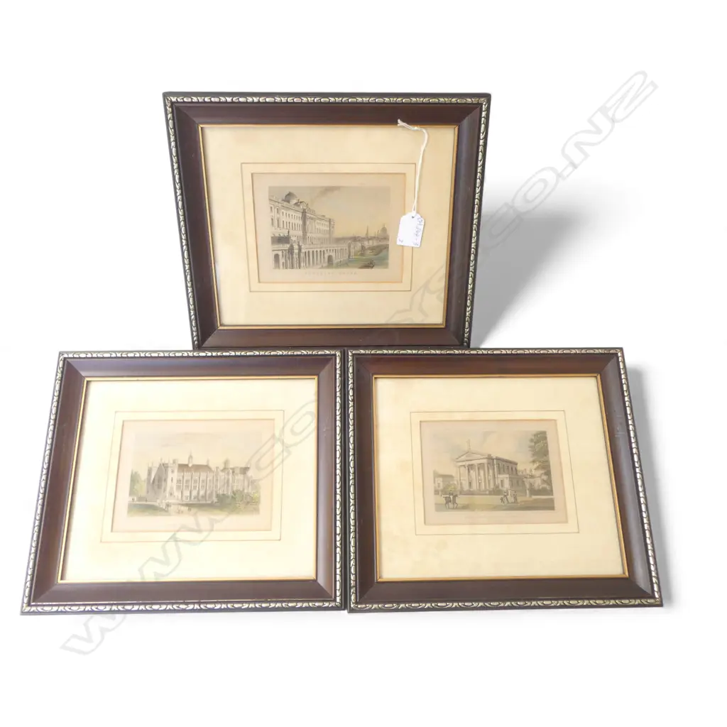 3 FRAMED VICTORIAN ENGRAVINGS, LONDON SCENES,  110 x 150mm Image 1++