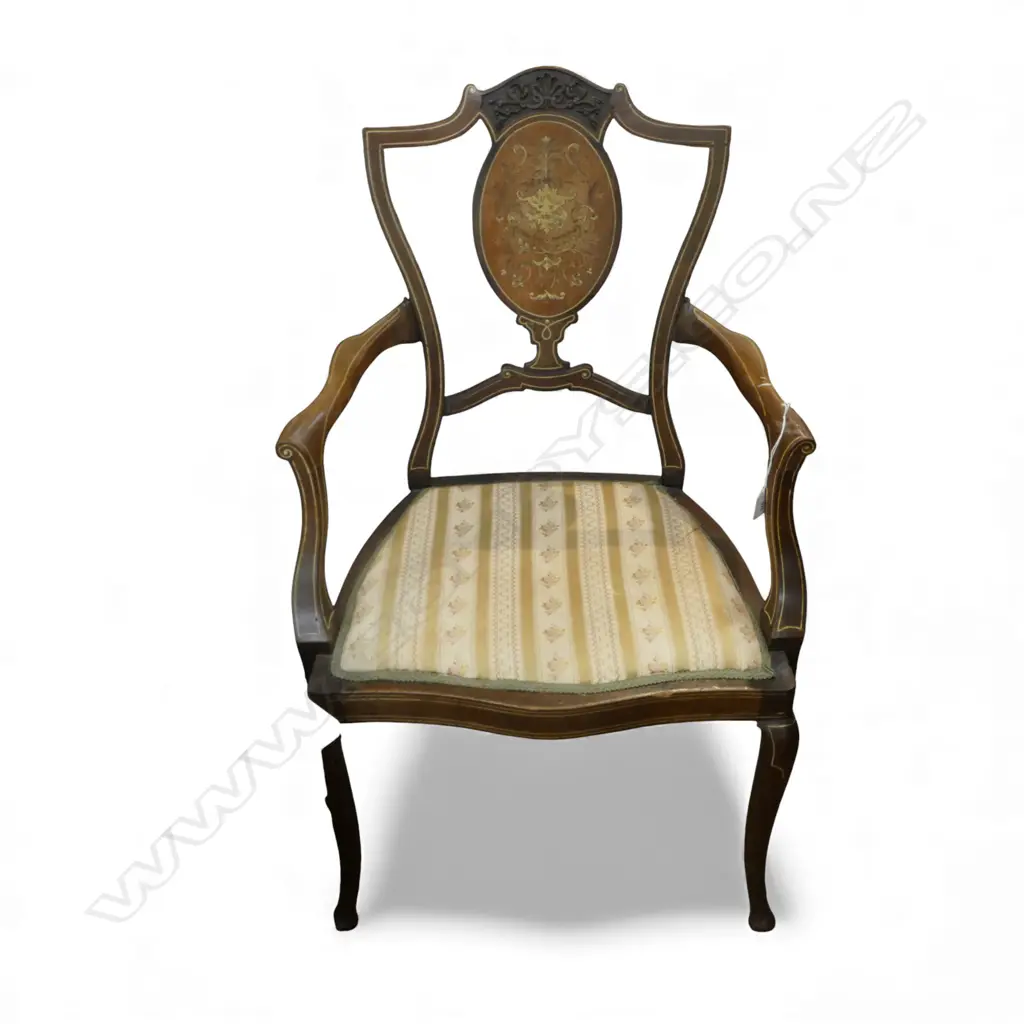 ANTIQUE EDWARDIAN INLAID ARMCHAIR  Image 1++