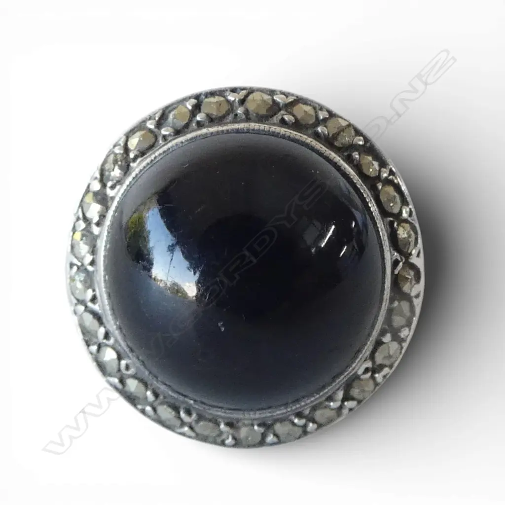 SILVER MARCASITE & GEMSTONE RING Image 1++