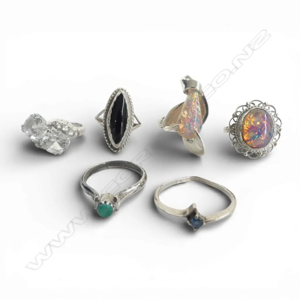 6 STG SILVER COSTUME RINGS Image 1++