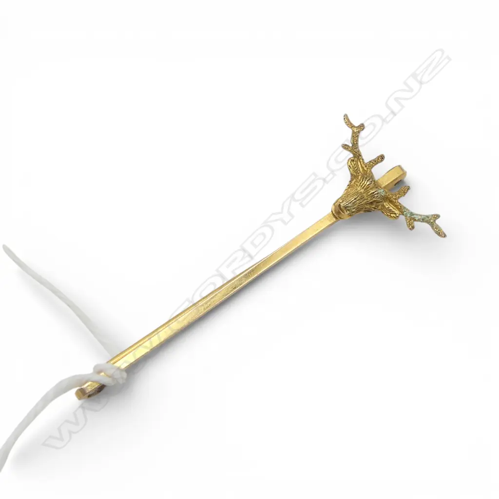 9ct GOLD STAG'S HEAD BAR BROOCH  / TIE PIN 1.6gms Image 1++