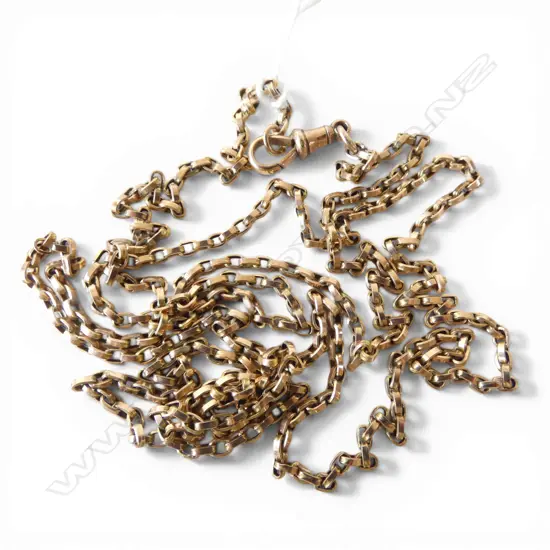 c1900 9ct GOLD SLIGHTLY SHORTENED MUFF CHAIN L.560mm 9.8gms
