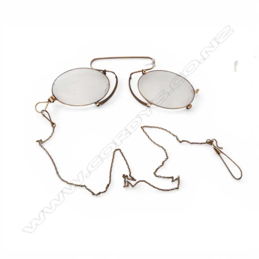 **RTV** 14CT PINCE-NEZ EYE GLASSES + 15CT CHAIN (2.1gms) Image 1++