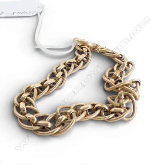 9ct FANCY LINK BRACELET, 10gm