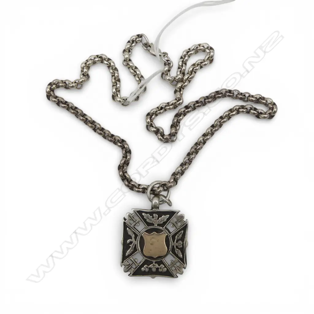 SILVER CHAIN L.450mm w. MEDAL 35gms Image 1++