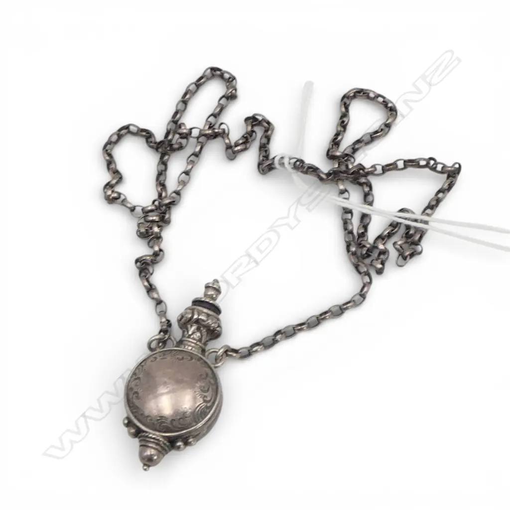 STG SILVER SCENT BOTTLE PENDANT on SILVER CHAIN, 32.10gm Image 1++