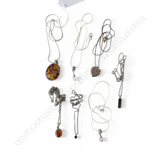 7 STG SILVER PENDANT NECKLACES