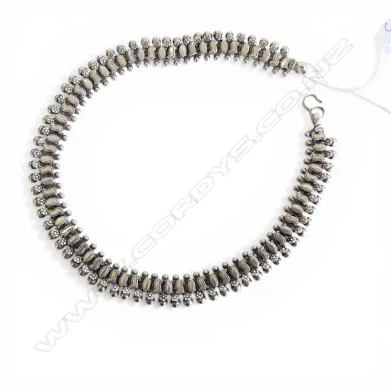 ETHNIC SILVER NECKLACE L.395mm TESTING AS 91% SILVER 61gms