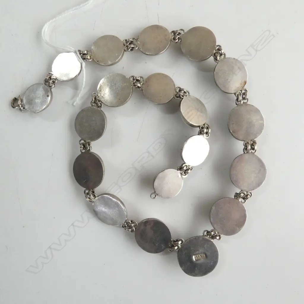 SILVER CATSEYE NECKLACE, SILVER BACKED L.470mm Image 1++