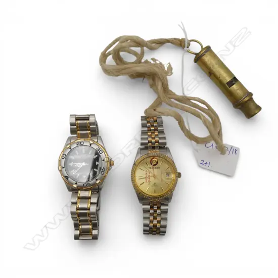 2 WRIST WATCHES + 'MUNICIPAL POLICE' WHISTLE
