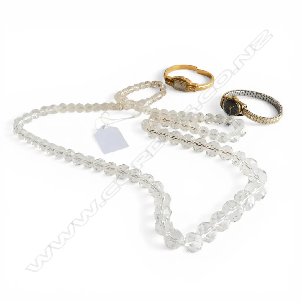CRYSTAL BEAD NECKLACE + 2 GP WRIST WATCHES Image 1++