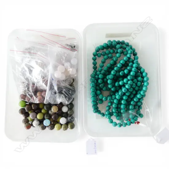 2 CONTAINERS MIXED BEAD NECKLACES ETC
