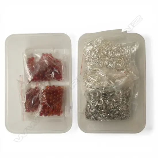 2 CONTAINERS JEWELLERY EYES HOOKS CHAINS ETC