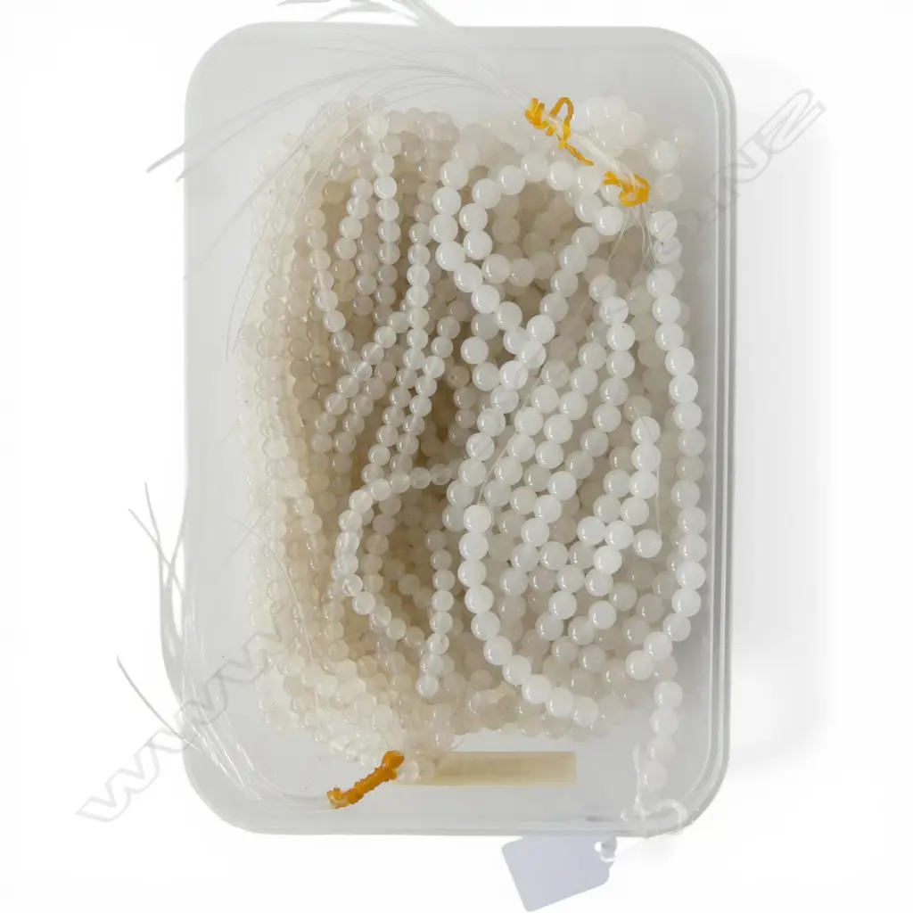 2 HANKS WHT QUARTZ BEADS, 17 STRANDS EA, no closures Image 1++