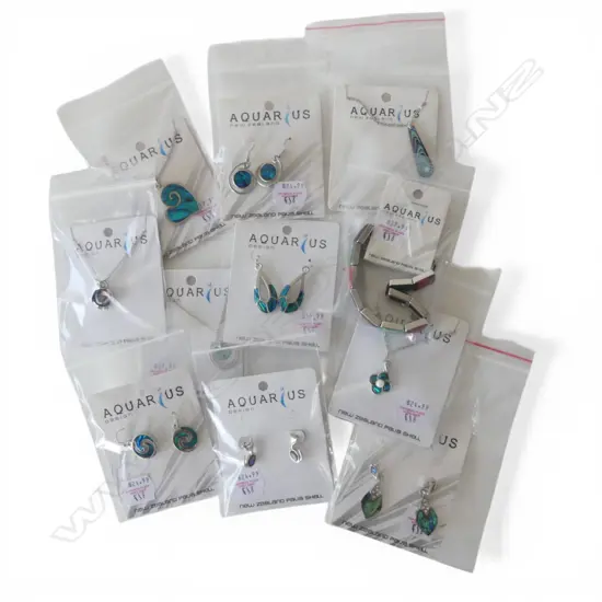 ASSORTED PCS CARDED PAUA SHELL JEWELLERY, new old stock