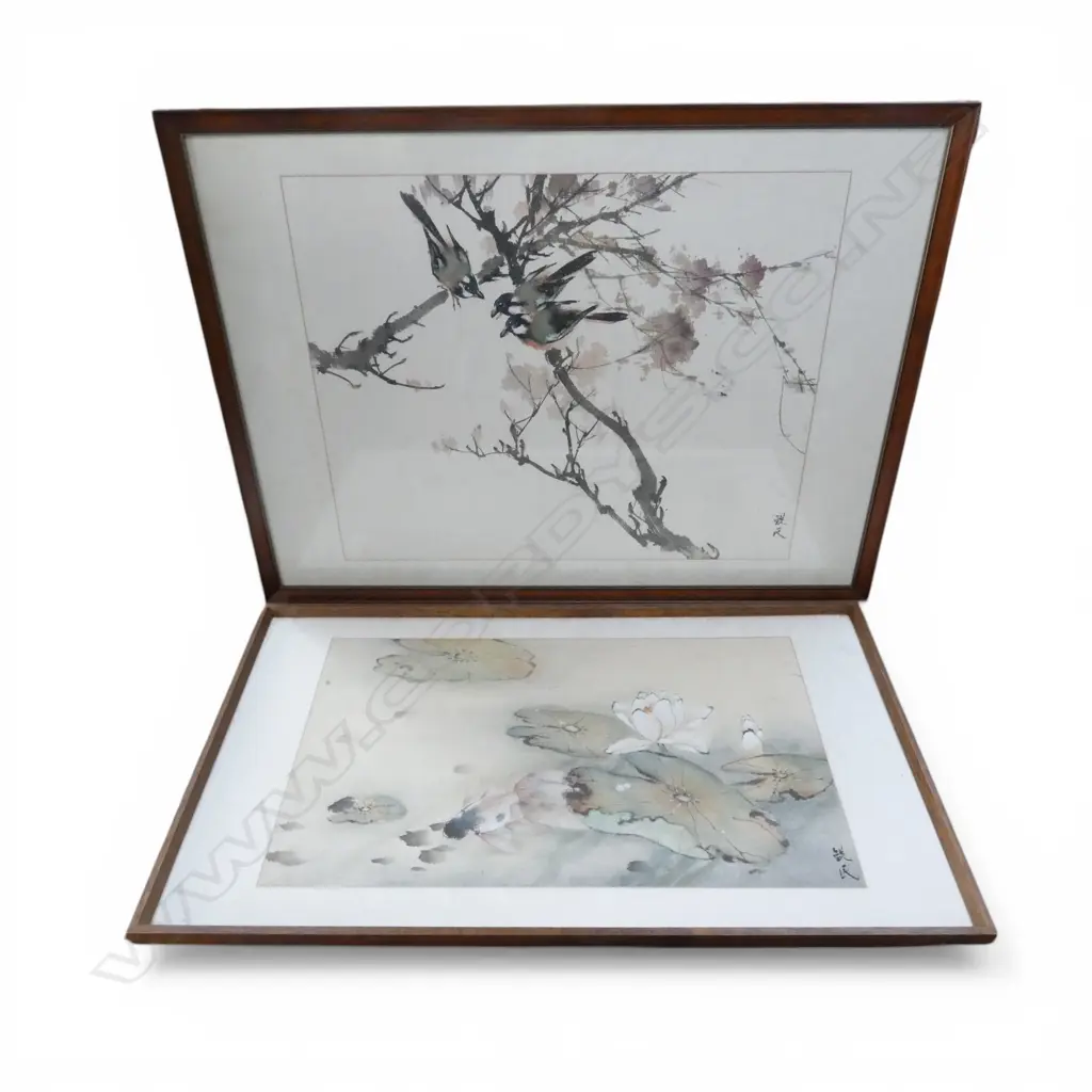 2 ORIENTAL WATERCOLOURS SIGNED 'TETSUJI' 665x910mm Image 1++