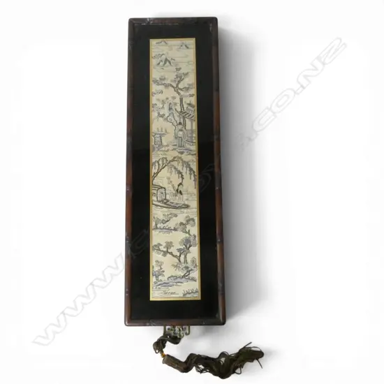 FRAMED CHINESE ANTIQUE BLIND STITCH EMBROIDERY H500 W90MM