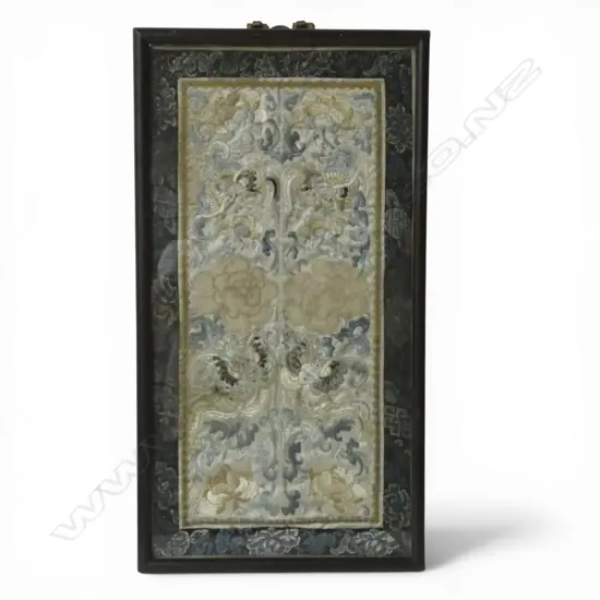 FRAMED CHINESE ANTIQUE BLIND STITCH EMBROIDERY H550 W280MM