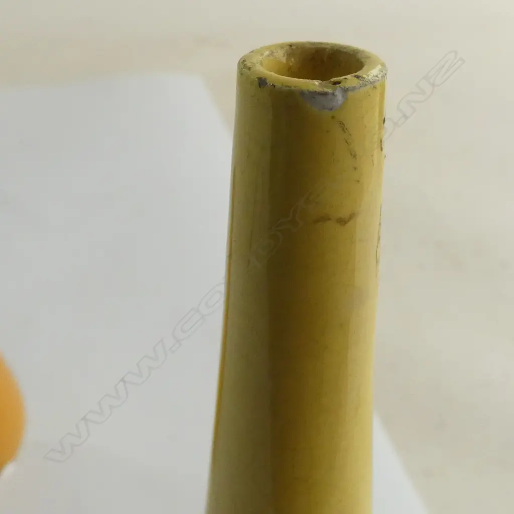 YELLOW GLAZED VASE H.165mm chips to top Image 1++