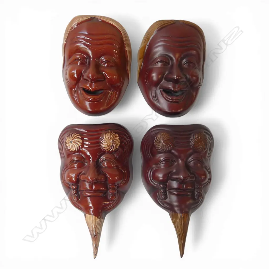 2 PRS JAPANESE BAKELITE MASKS for wall display  Image 1++