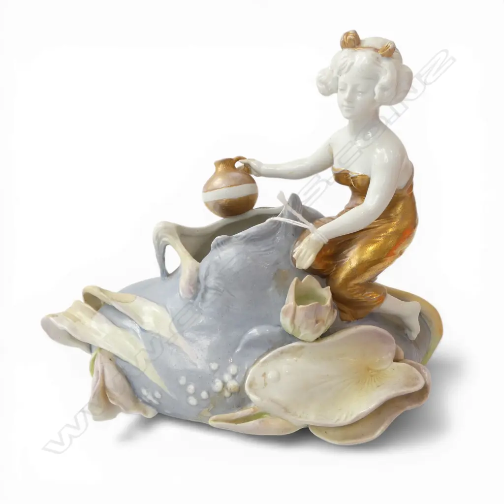 ART NOUVEAU BISQUE LADY ORNAMENT VASE. H.170mm. Some faults Image 1++