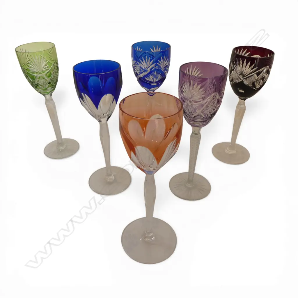 6 HARLEQUIN WINE GLASSES Image 1++
