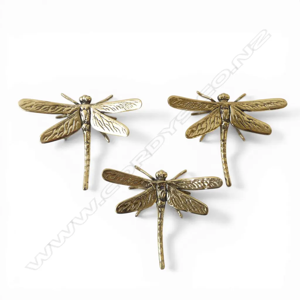 3 BRASS DRAGON FLY ORNAMENTS L.110mm Image 1++
