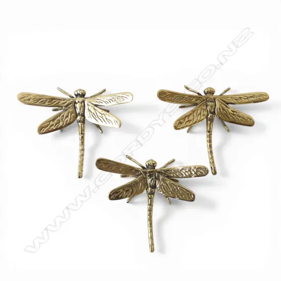 3 BRASS DRAGON FLY ORNAMENTS L.110mm