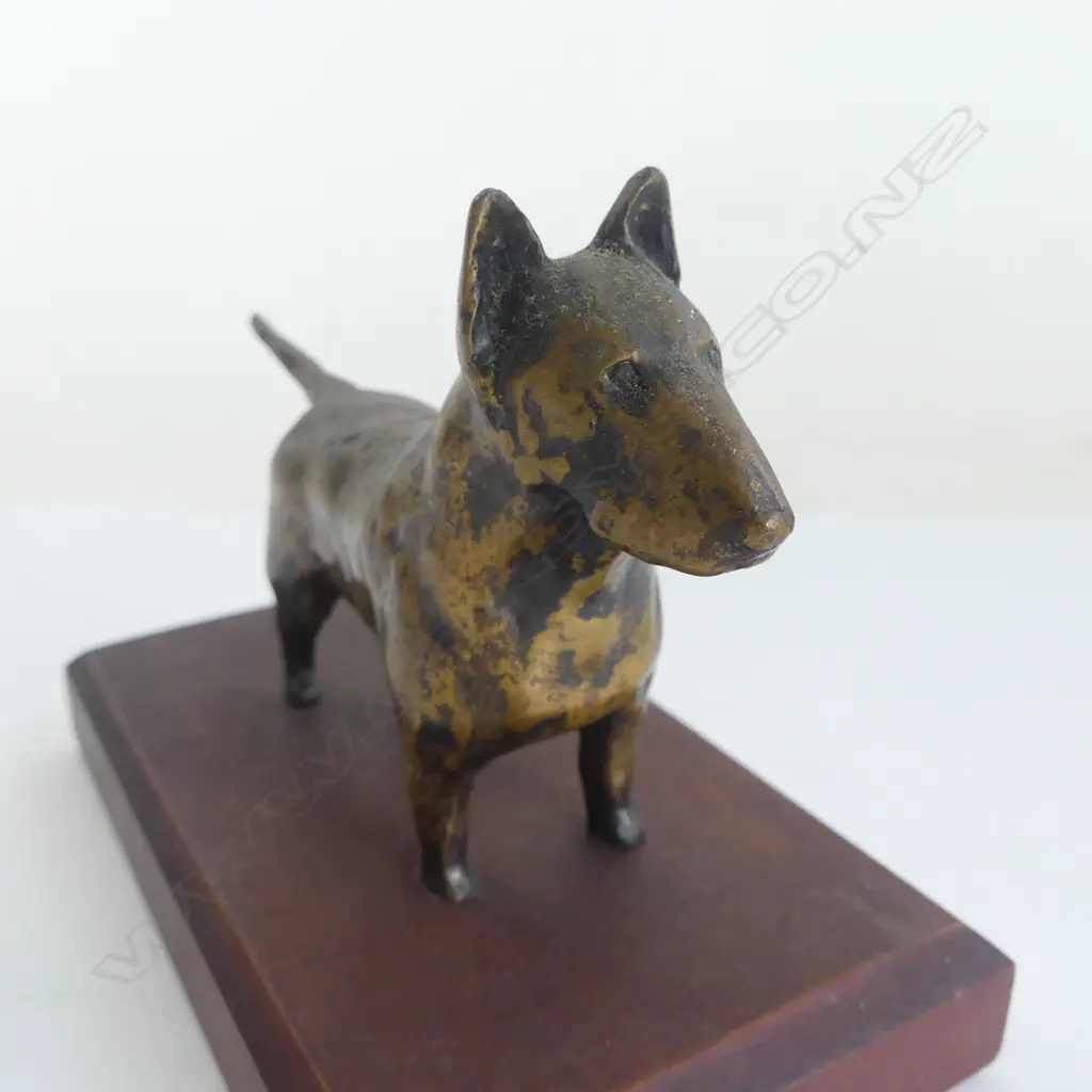MOUNTED BRONZE SCULPTURE OF A BULL TERRIER Image 1++