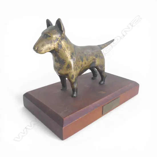 MOUNTED BRONZE SCULPTURE OF A BULL TERRIER