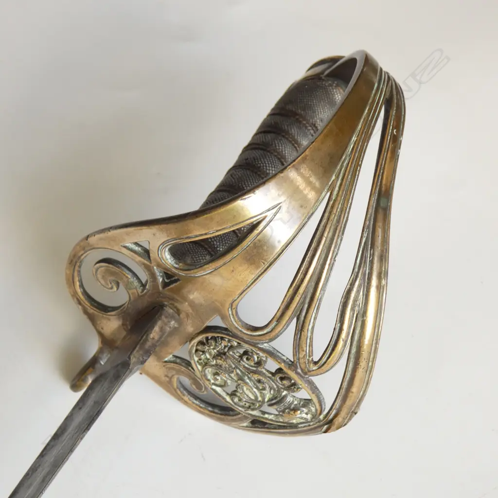 19thC VICTORIAN BRITISH PHILLIPS & SONS LONDON DRESS SWORD w. LEATHER SCABBARD L.1000mm Image 1++