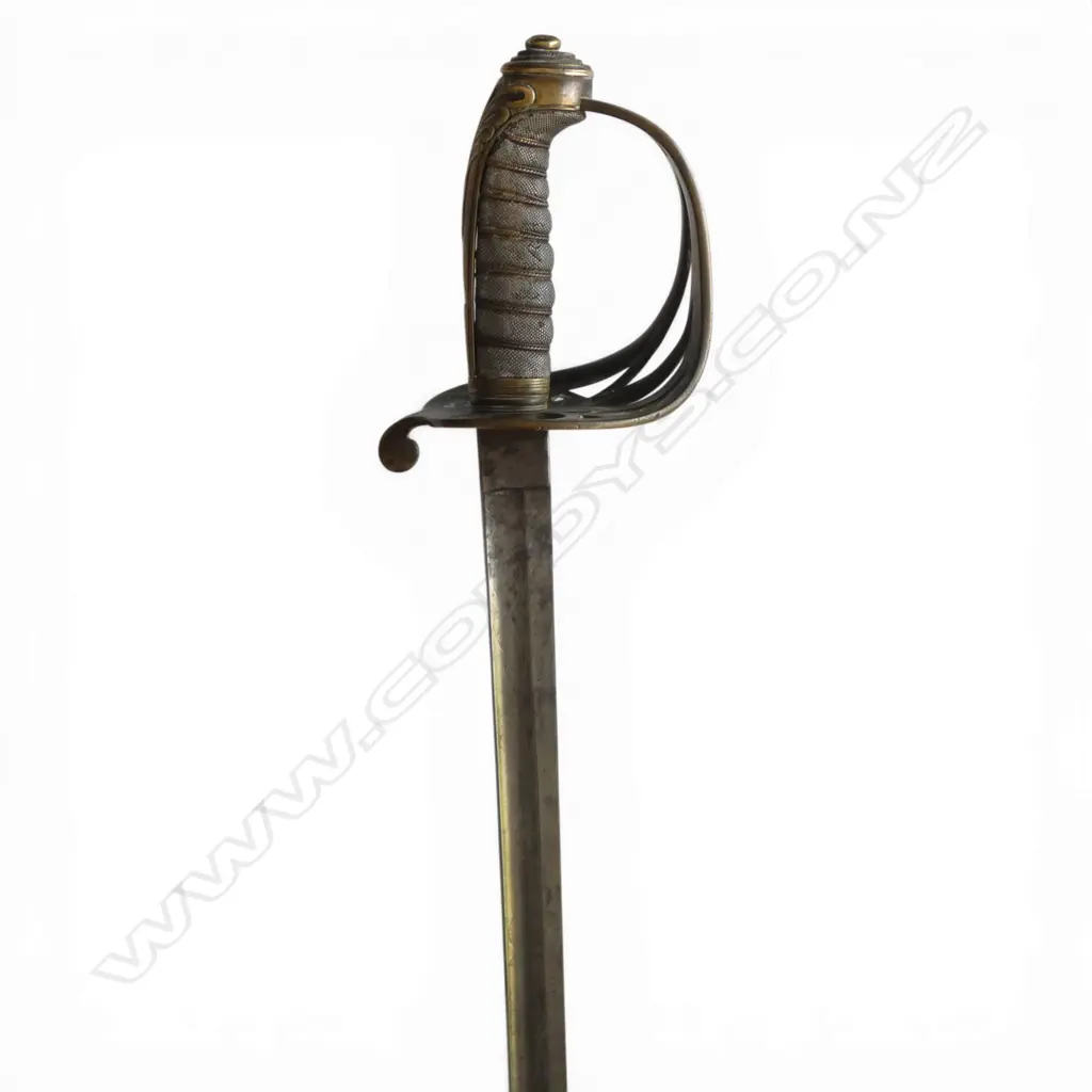 19thC VICTORIAN BRITISH PHILLIPS & SONS LONDON DRESS SWORD w. LEATHER SCABBARD L.1000mm Image 1++