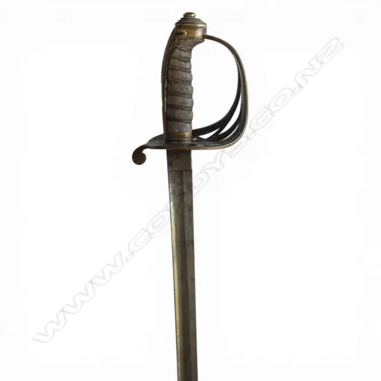 19thC VICTORIAN BRITISH PHILLIPS & SONS LONDON DRESS SWORD w. LEATHER SCABBARD L.1000mm