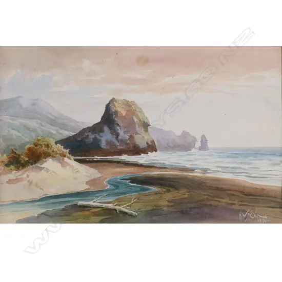 HAROLD WILLIAM YOUNG, LION ROCK 1896, WATERCOLOUR, 125 X 195MM