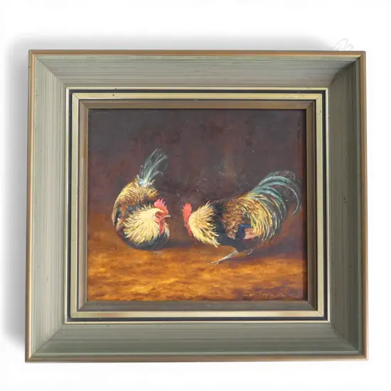 BEV TAYLOR, HEART TO HEART, OIL ON BOARD, 170x195mm