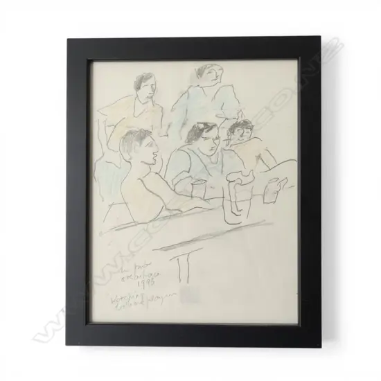 LOUISE HENDERSON, PUB AT KAIKOHE (1993), INK ON PAPER, Warwick Henderson Gallery sticker verso, 245x195mm