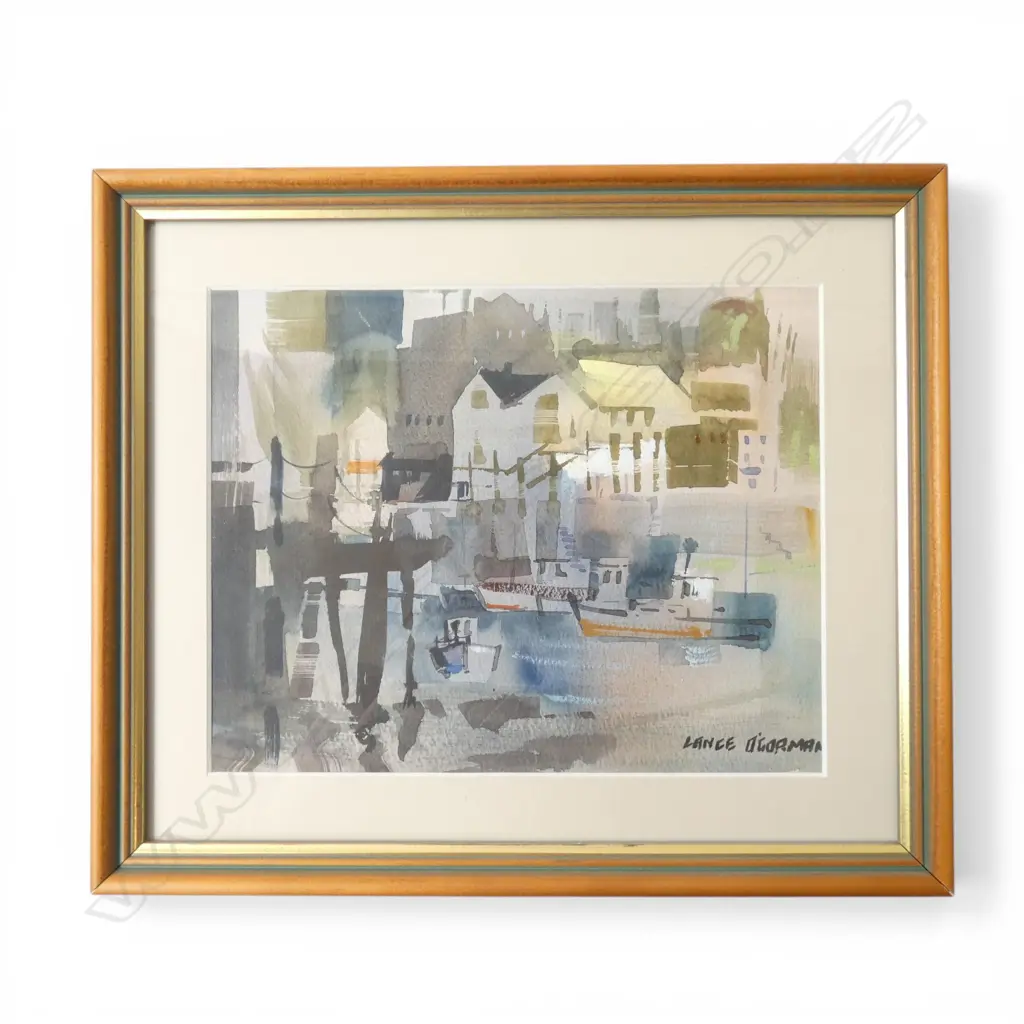 LANCE O'GORMAN, HARBOUR SCENE, WATERCOLOUR, 190x240mm Image 1++
